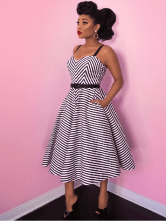 Vixen by Micheline Pitt Dresses & Skirts - NEW WITH TAGS Dollface Dress in Black and White Vixen by Michelline Pitt size S